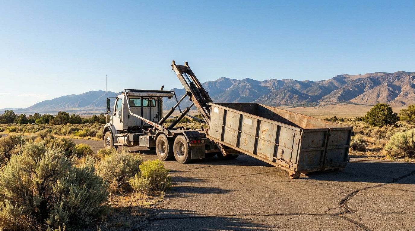 Dumpster delivery truck in Roseville